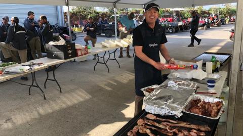AusGolfOpen2018 Syngenta cooking breakfast for greenskeepers