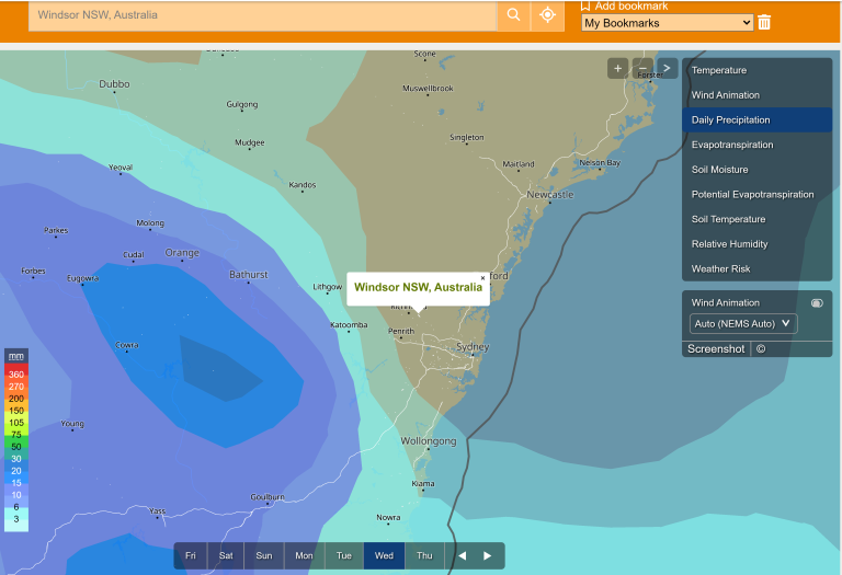 Predicted precipitation Wed