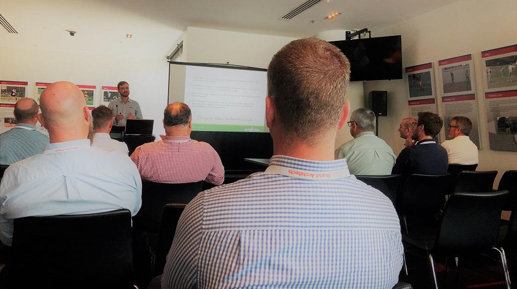Michael De Luca presenting on Sports Field Management at IPLC2018